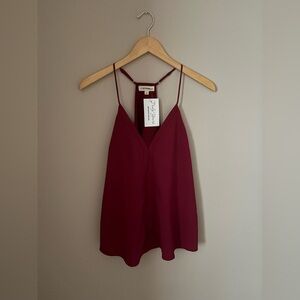 Eesome Deep Red V-neck Top with Spaghetti Straps size sm